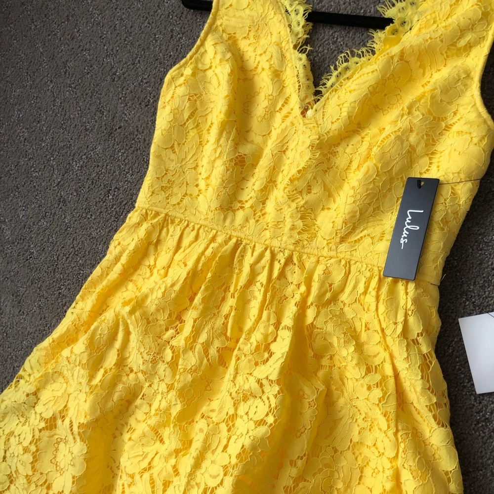 Lulus Yellow Lace Dress
